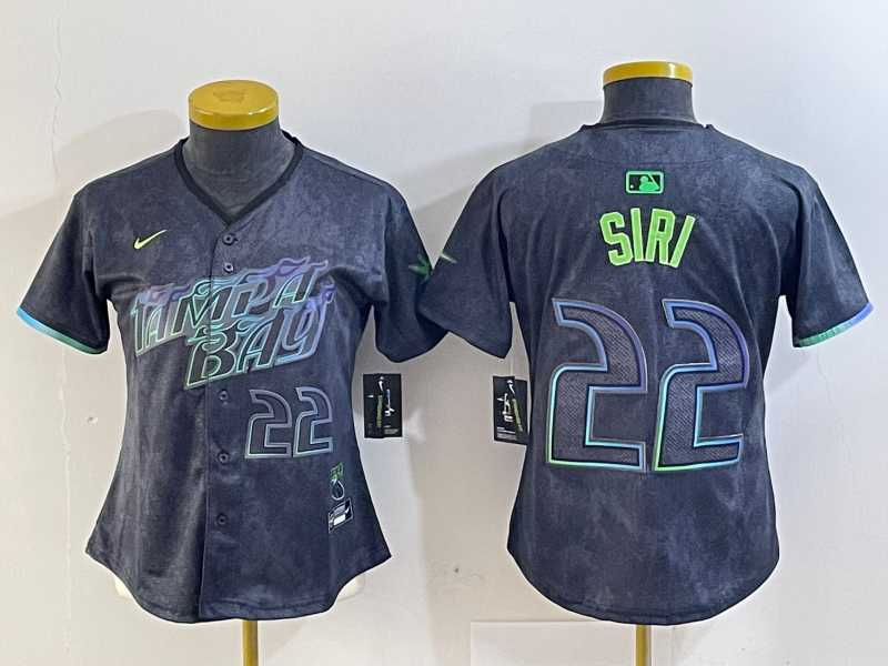 Womens Tampa Bay Rays #22 Jose Siri Number Charcoal 2024 City Connect Limited Stitched Jersey->mlb womens jerseys->MLB Jersey